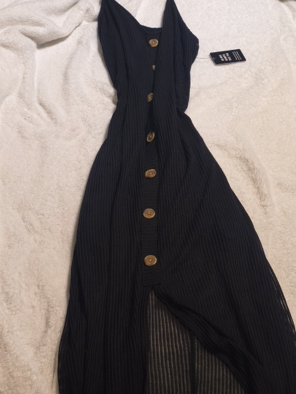 Express Black Ribbed Button Dress